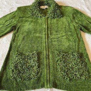 VINTAGE Chenille Grinch green Shag Sweater